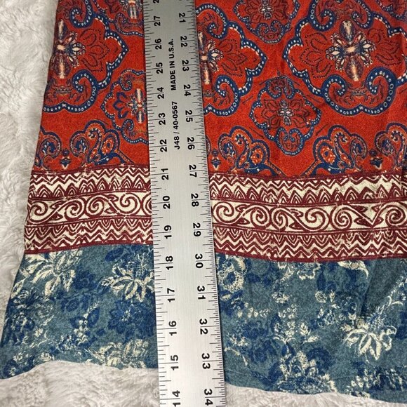 Desigual Women's Tina Dress Size 38 Red/Blue Paisley Print 3/4 Sleeve Mini Shift - Picture 9 of 9